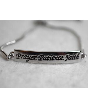 NWOT Zoe's Loft Engraved Prayer Patience Faith Slider Snake Chain Chic Bracelet